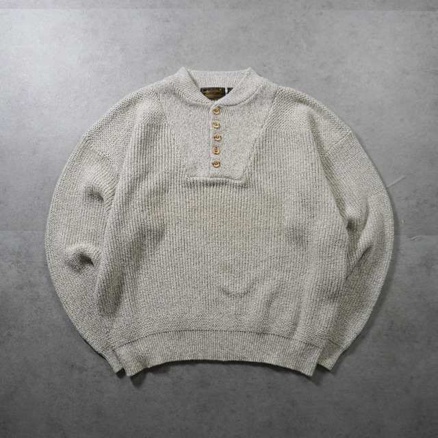 90s Eddie Bauer Cotton Henley Knit XL 古着