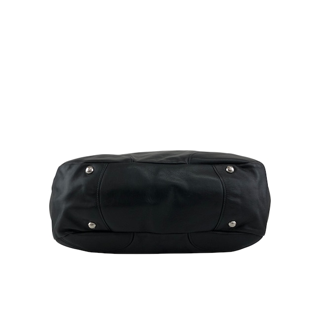 PRADA プラダ ハンドバッグ ブラック ロゴ レザー サイドポケット vintage ヴィンテージ オールド ab8g6p