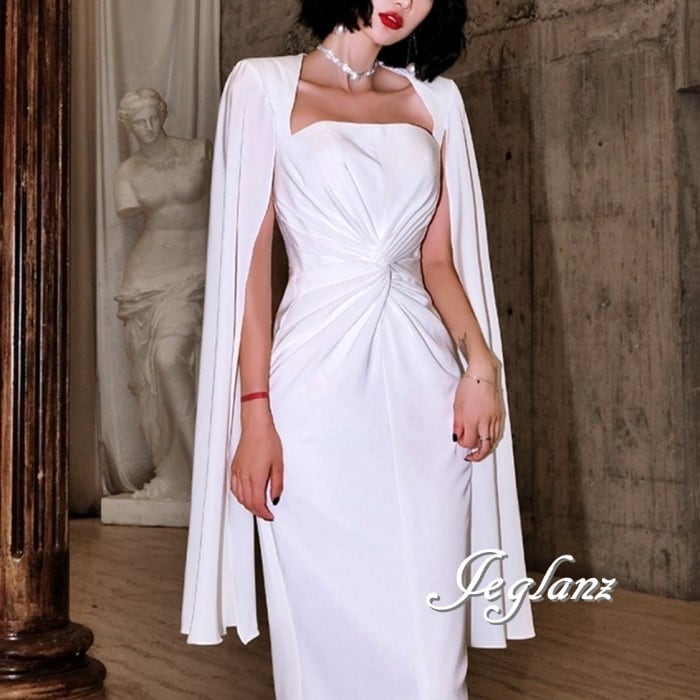 2色 パーティ ドレス ワンピース スリットスリーブ フロント ツイスト (M6651)ζ