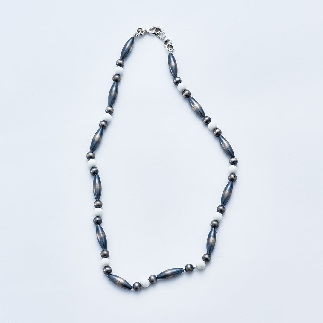 C-048 Breastplate Navajo Pearl Necklace(White onyx) (47cm) | WAKAN