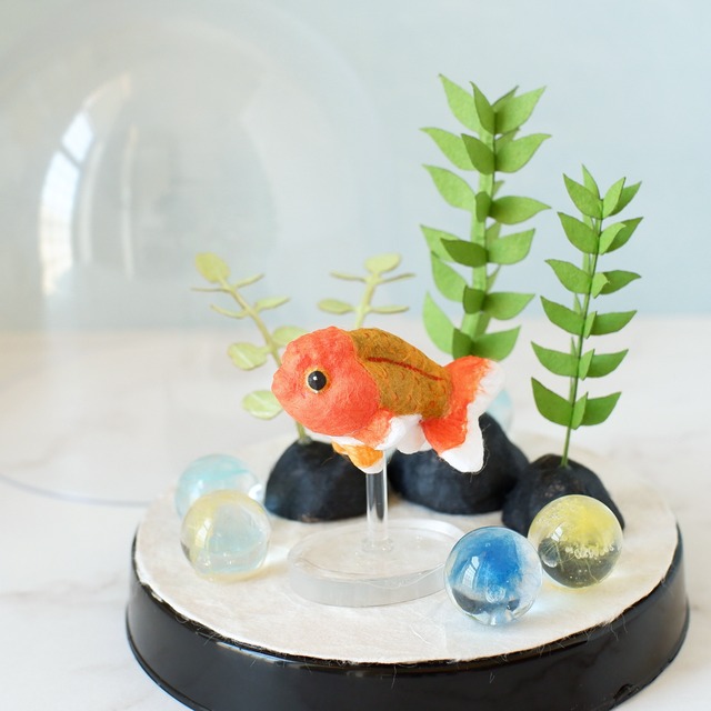 ◌金魚の涼飾り◌ ランチュウ　和紙アクアリウム／和紙インテリア