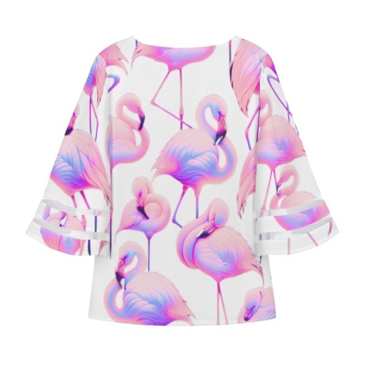 Women's Loose Chiffon Blouse with Puff Sleeves Neon 4507