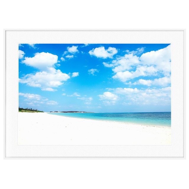 夏写真 沖縄 久米島 イーフビーチ インテリア アートポスター額装 AS3628