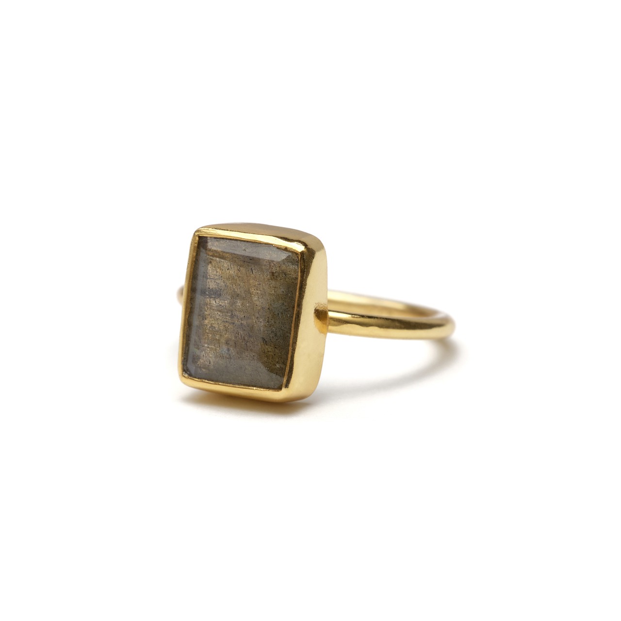 S925 PETIT STONE THIN RING -LABRADORITE-