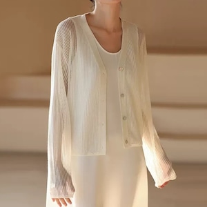 sheer knit cardigan N10460