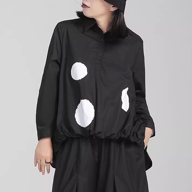Dot Drawstring Hem Top / ドット ドローストリング ヘム トップス