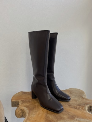 square toe gloss heel long boots