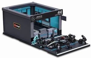 BBURAGO / ブラーゴ　1/43 メルセデス-AMG ペトロナス F1チーム PIT PASS セット W15 No.44 L.ハミルトン（クルー×6pcs、パドックガレージ） BUR38452H