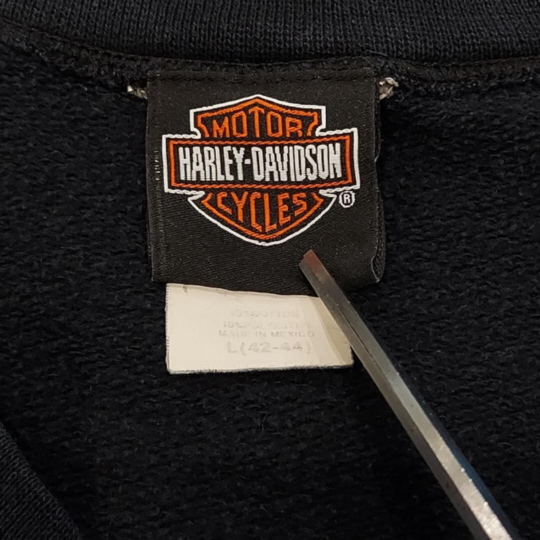 ハーレーダビッドソン スウェット プリント バイク L 黒 オレンジ 