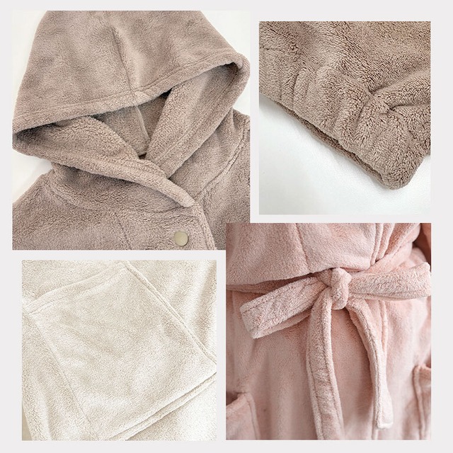 【宅配便】バスローブ フード付き 超吸水 速乾 ふわふわ マイクロファイバー ヘアドライ ガウン ママ レディース ルームウェア dz165