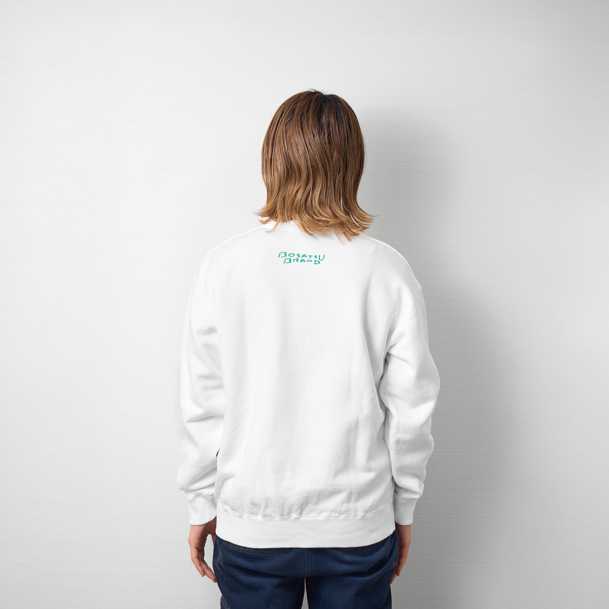 一富士二鷹三茄子、四から十まで大仏 仏像 トレーナー (刺繍) ホワイト