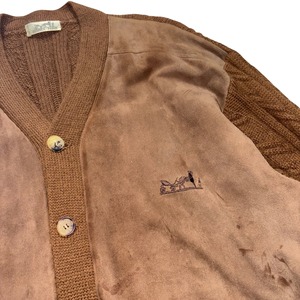 vintage HERMES leather switching cardigan