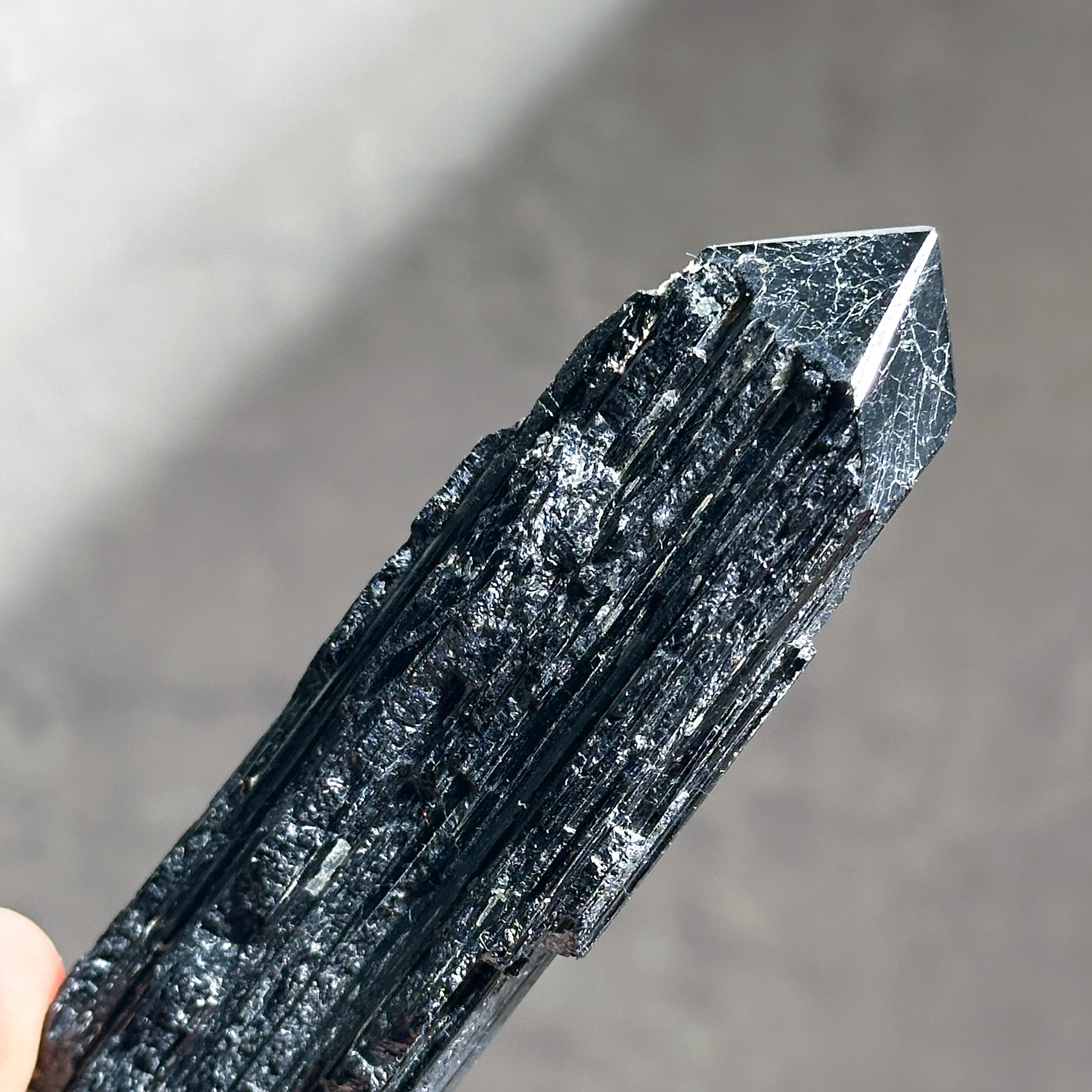 クンツァイト・ブラックトルマリン・パイライト　共生ポイント　太め タワー ブラックトルマリン タワー14◇ Black Tourmaline ◇天然石・鉱物
