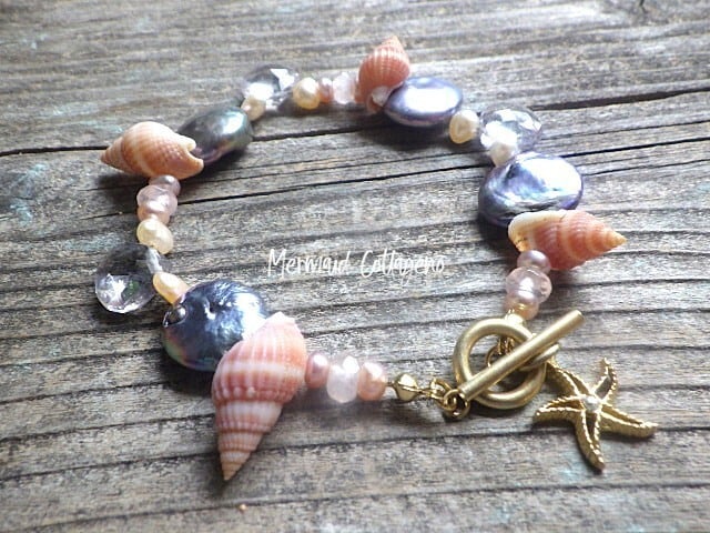 14KGF* Ocean Druzy アクアマリン ビーチブレスレット | Mermaid Cottage