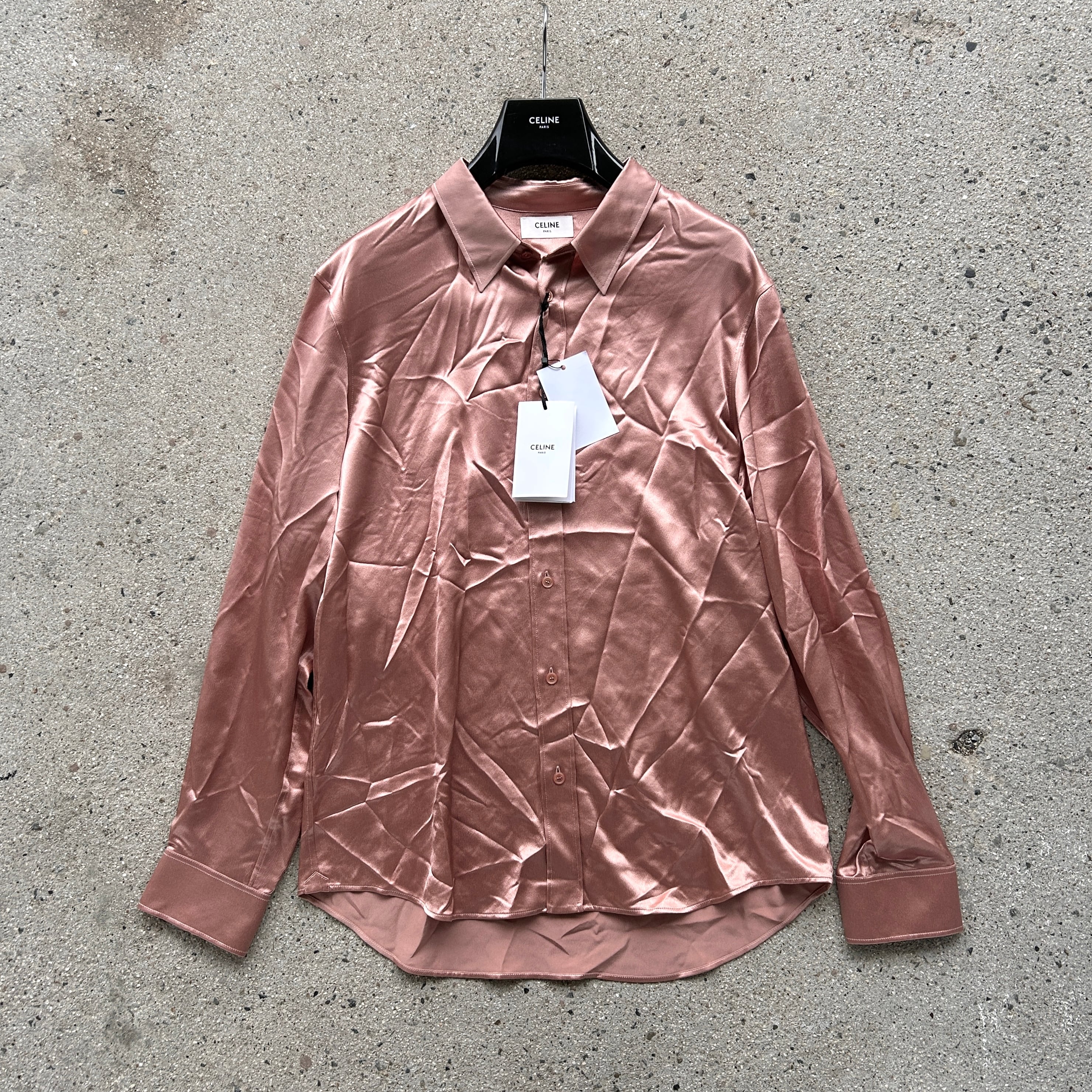 がりがりちゃんセリーヌ celine エディスリマン期 シャンブレーシャツ CELINE Satin Silk Shirt 23SS セリーヌ サテン シルク シャツ エディ