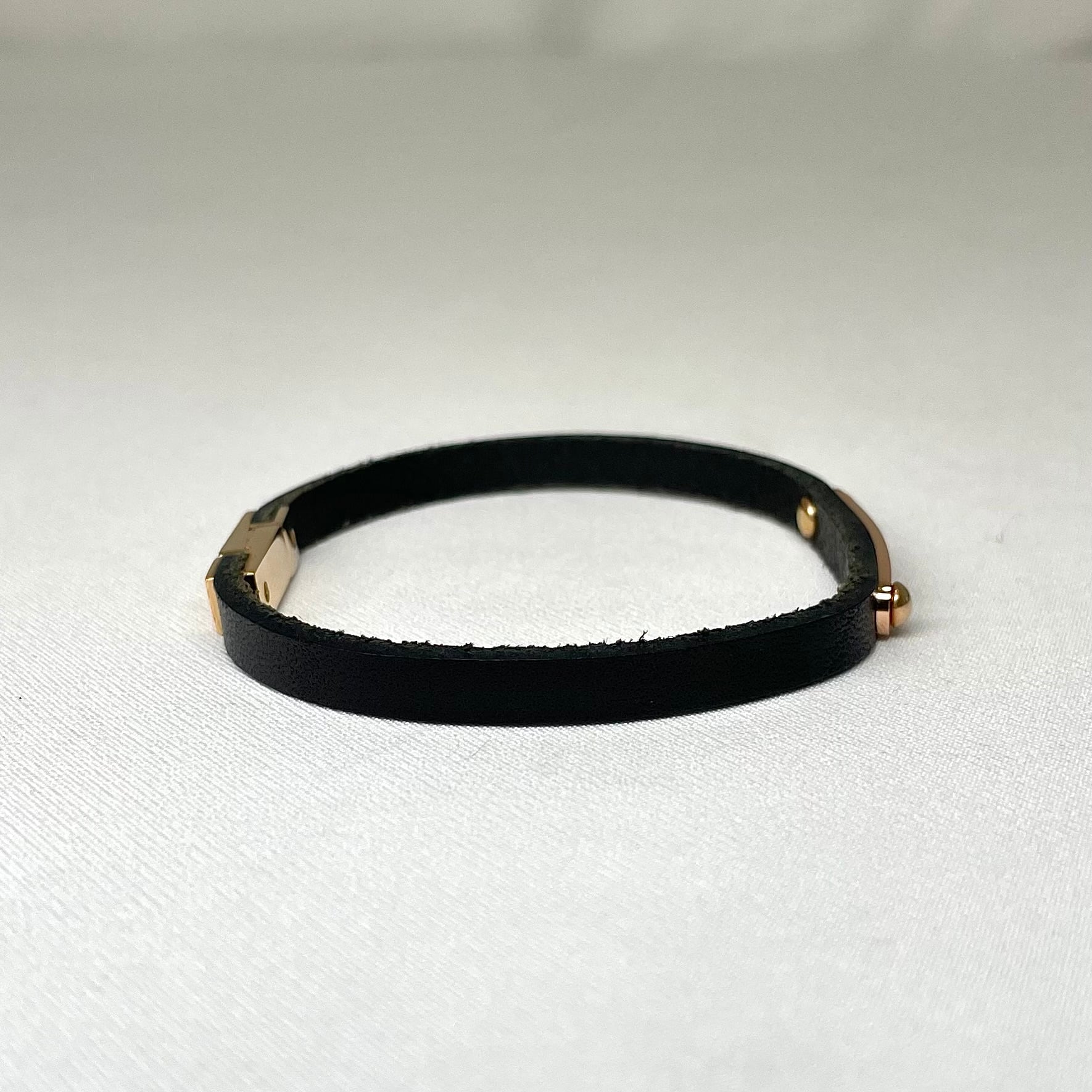 SAINT LAURENT PARIS IDプレート ブレスレット レザー GP ピンク SAINT LAURENT PARIS IDプレート ブレスレット レザー GP ピンク