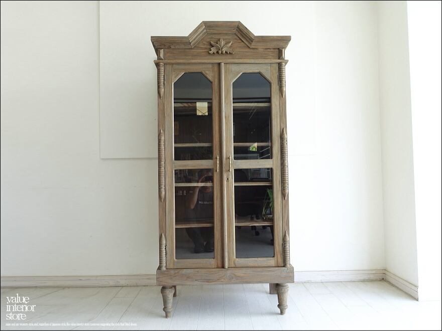 「 T様 サイズオーダー家具 」チーク飾り棚ER/BALQ ショーケース 食器棚 ガラスケース キャビネット 新品 手作り 店舗什器 天然木 無垢材家具 世界三大銘木