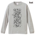 パグだらけ長袖Tシャツ【ミックスグレー】