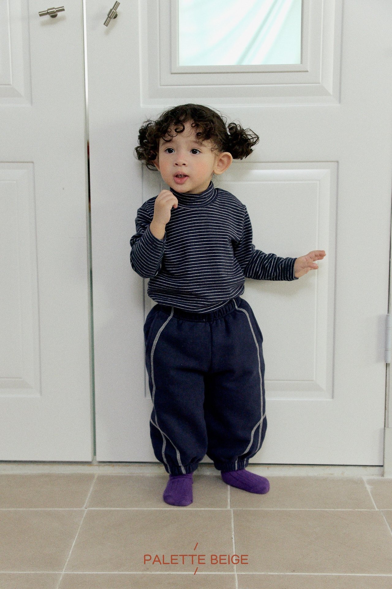 the beige［取寄］stripe slim turtle neck tee 26winter