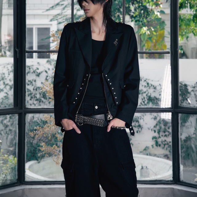 ベルトデザイン パールジップテーラードジャケット（ruf_02769）