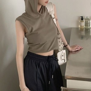Sleeveless Cropped Hoodie 500499