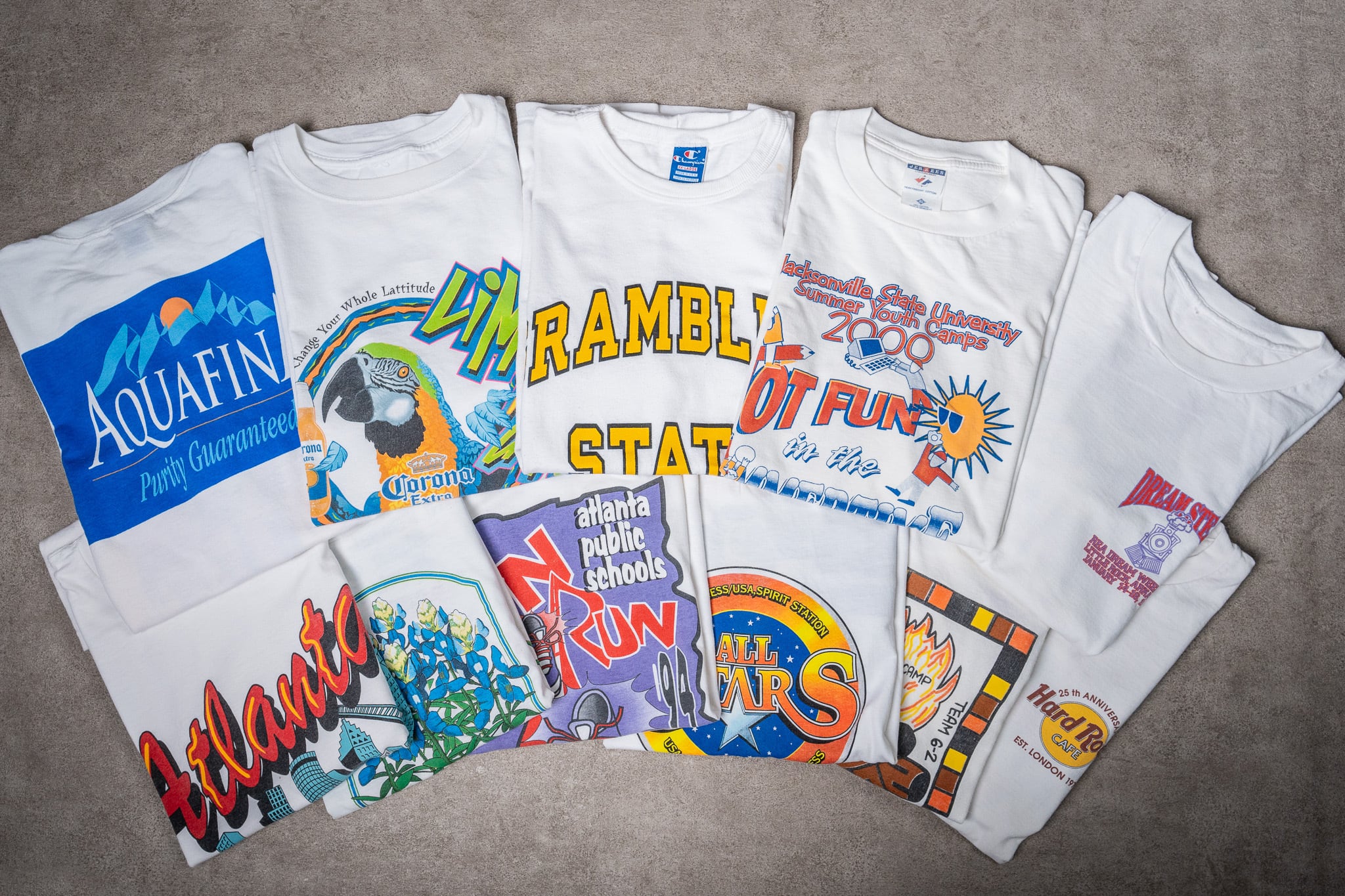 Fruit of the Loom】90's USA Spirit Station Print T-Shirt Made In