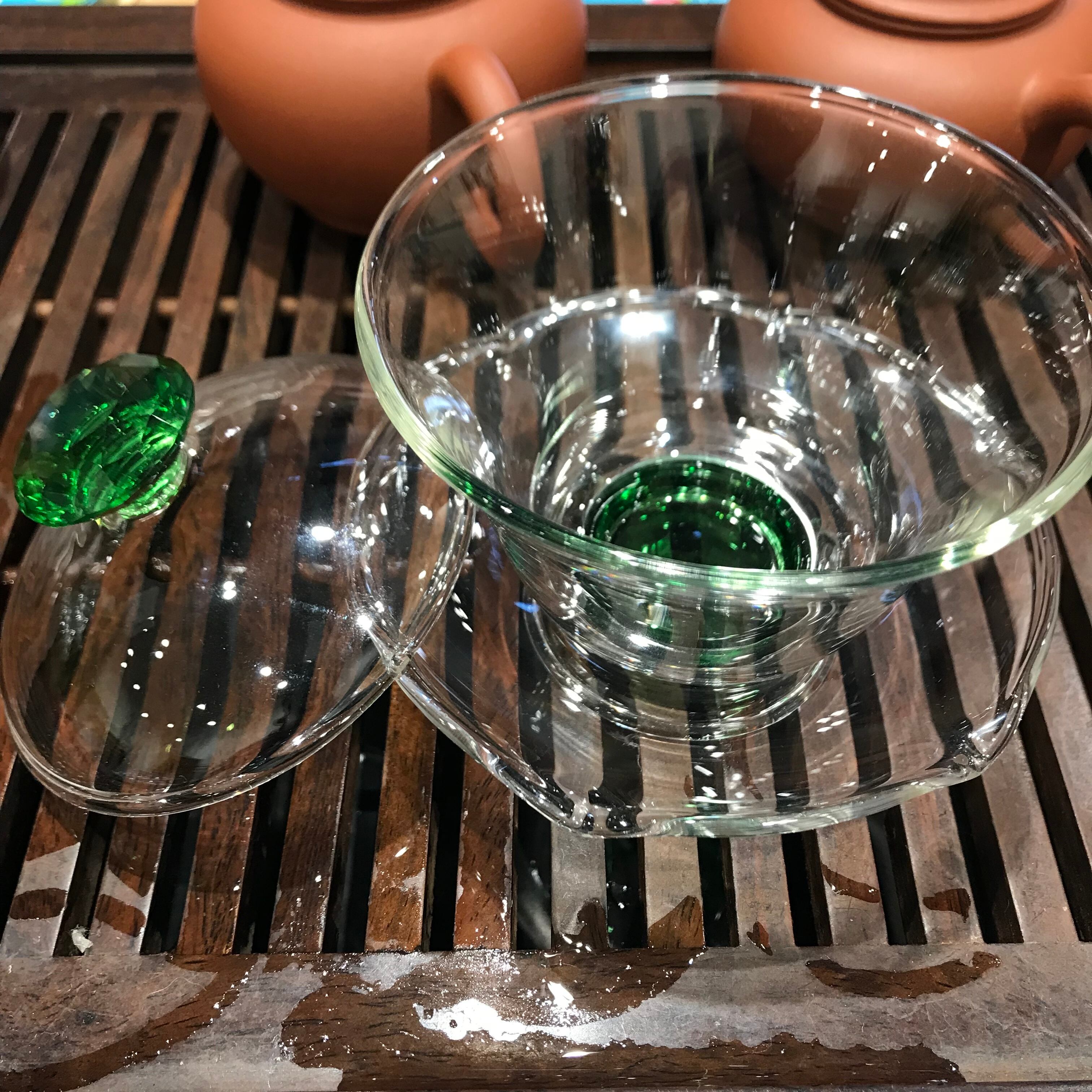 ガラス製蓋碗(緑)
