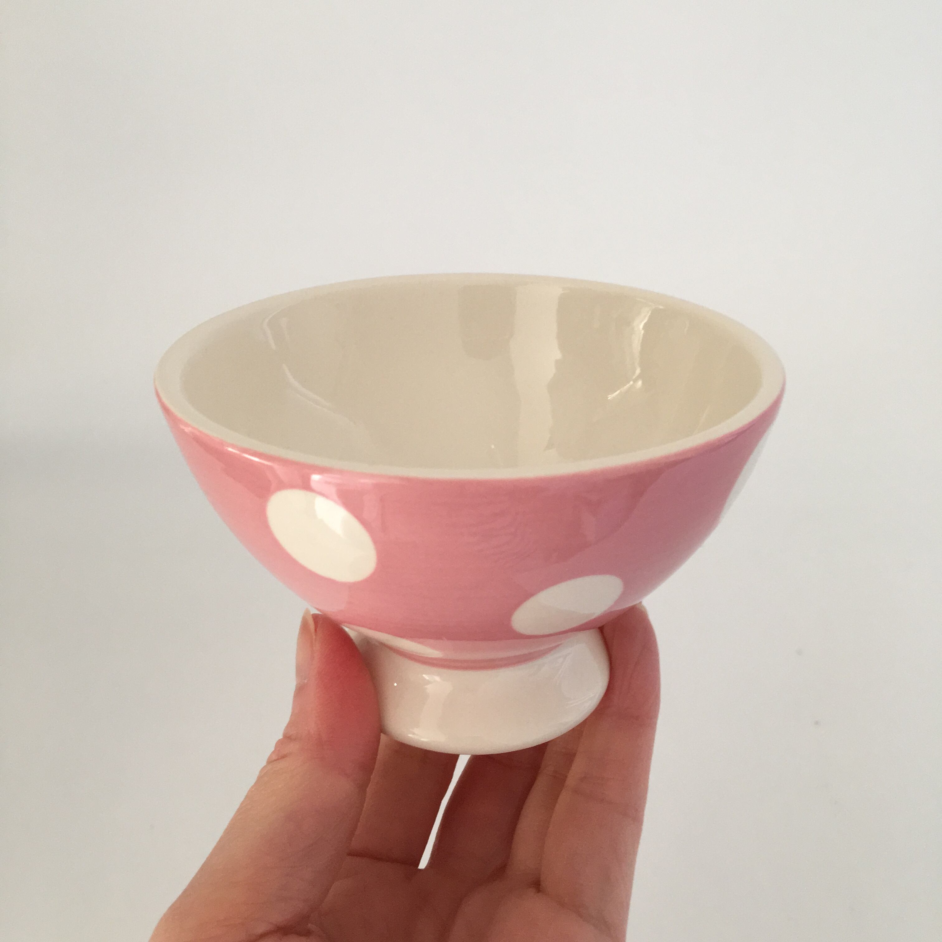 カフェオレボウル ミニ ピンク ドット 水玉 フランス アンティーク
