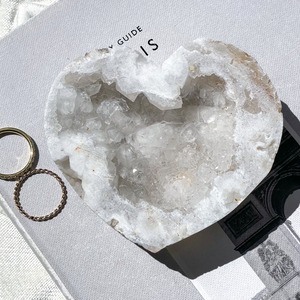 White Agate Druzy Heart 2