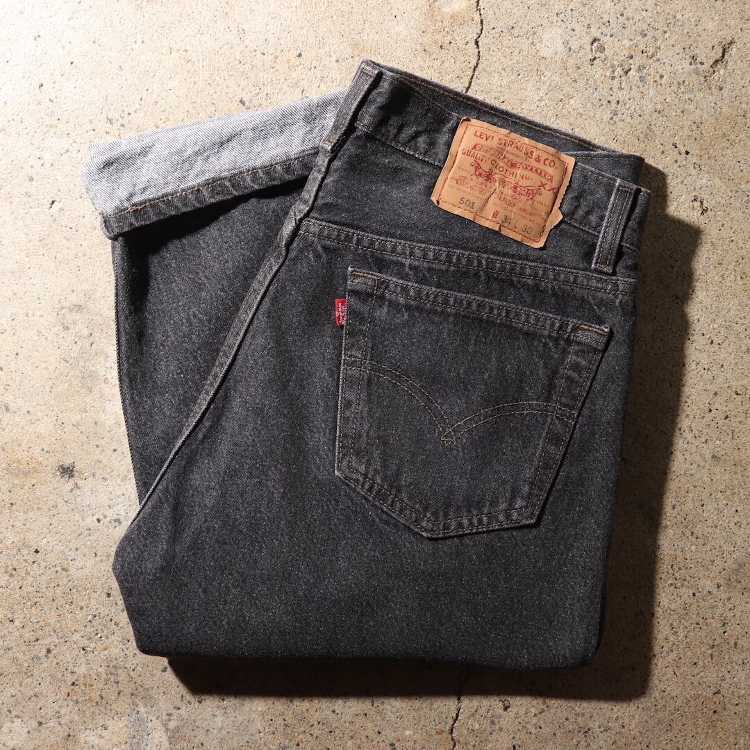 美品 34×30 先染め 米国製 Levi's 501 94年 ブラックデニムパンツ ...