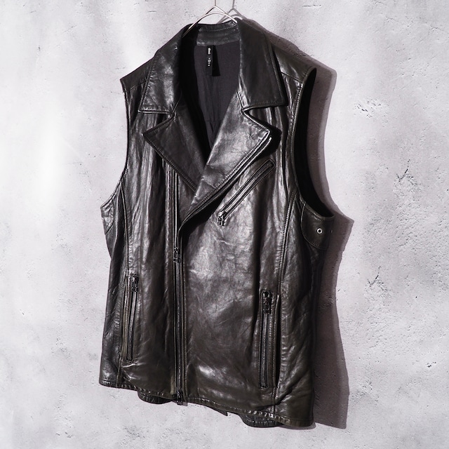 ” glamb ”  double zip switching design sheep leather vest
