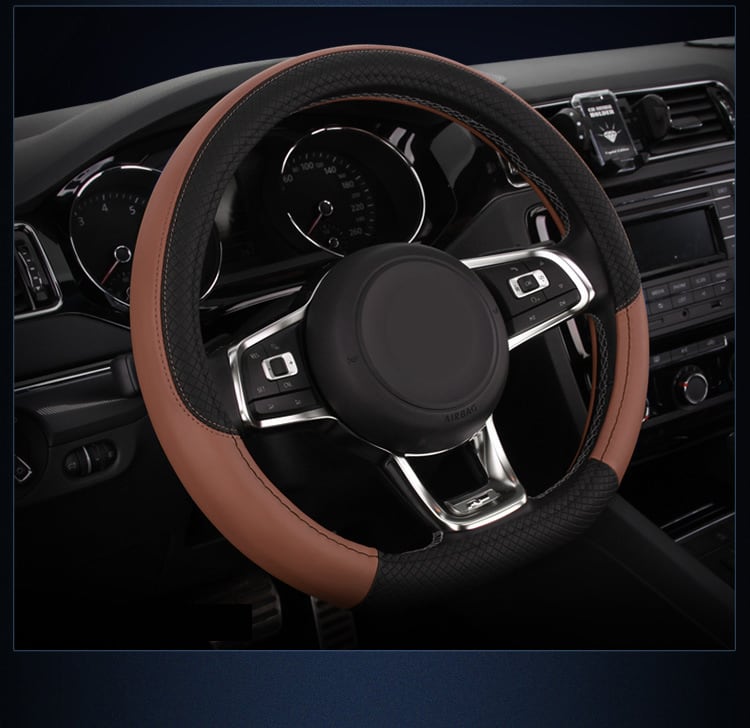 新作 マイクロファイバーレザーD字型ステアリングホイールカバーマルチ