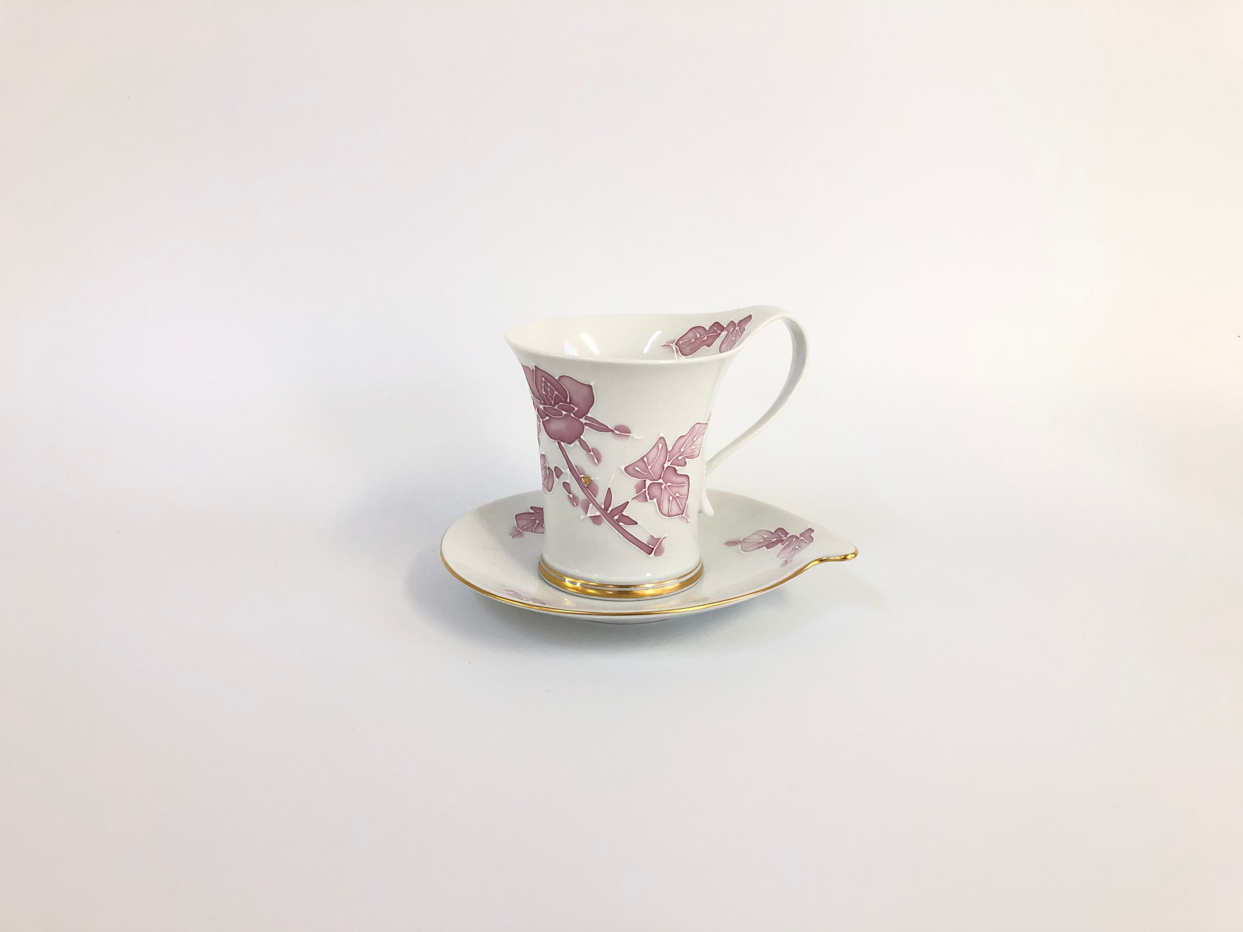 流転 コーヒー碗皿 バラ絵