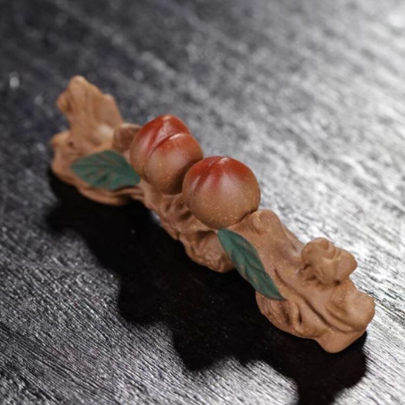 寿桃 筆置き ペン置き 筆架 文鎮 置物 風水 卓上置物 桃 オブジェ