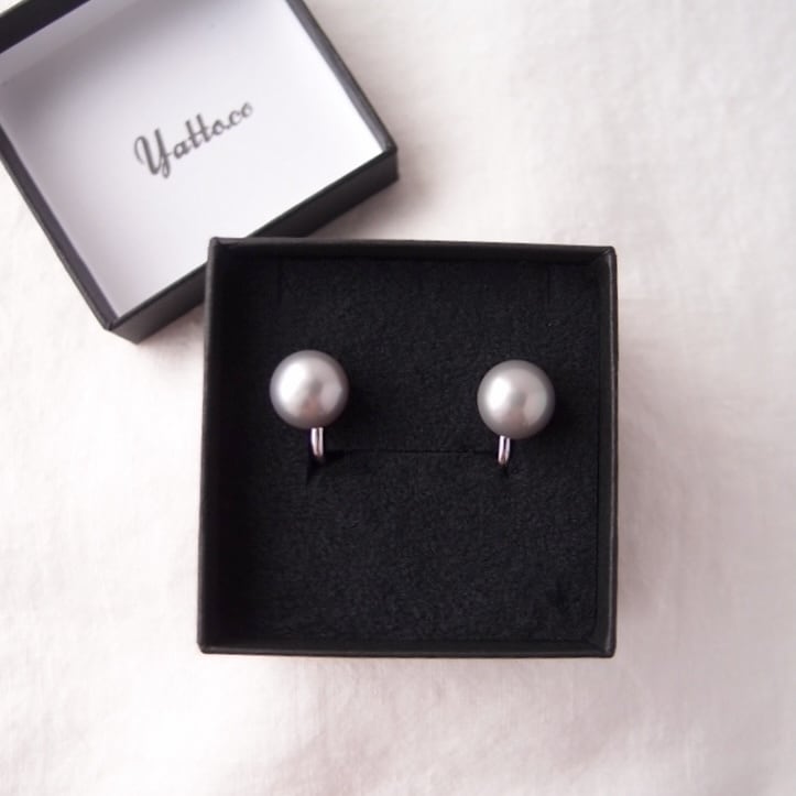SV】Baroque Pearl Earrings／Gray・グレーバロックパール イヤリング