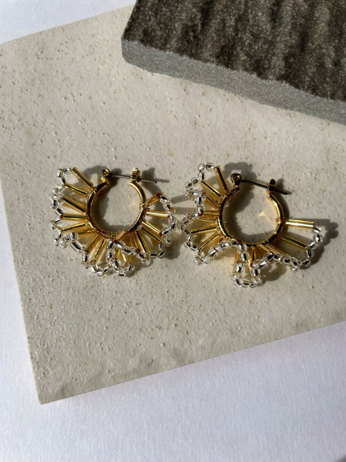clear beads frill hoop pierce