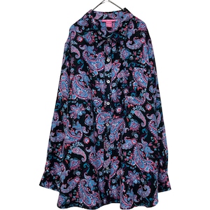 『美品 woman within paisley flower design big silhouette over size shirt』USED 古着 ヴィンテージ ペイズリー フラワー 花 ビッグ シルエット オーバー サイズ シャツ