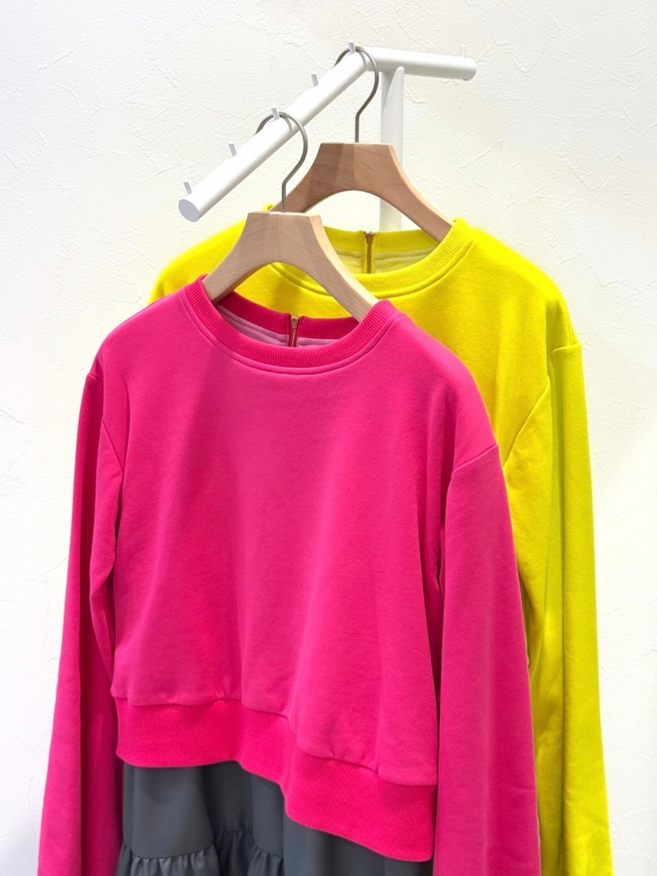 配色ドロスト異素材ドッキングワンピース