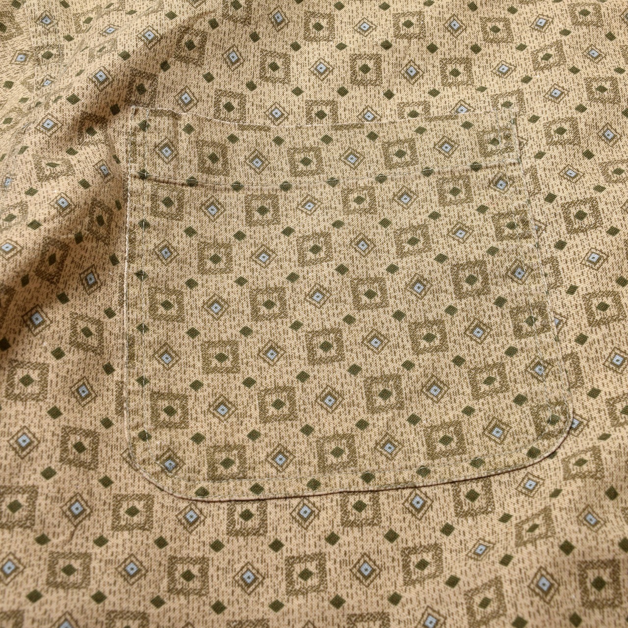 80s-90s KNIGHTSBRIDGE 総柄 コットン 半袖シャツ ベージュ