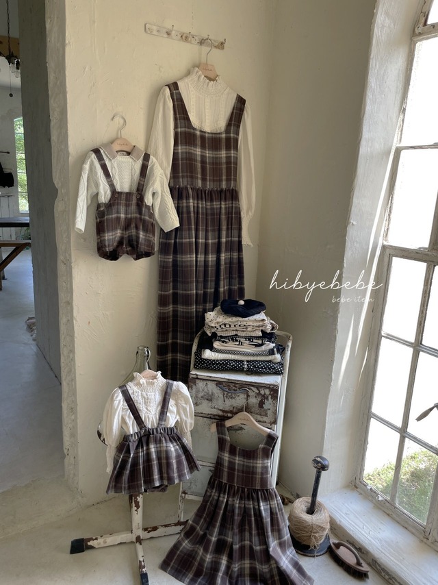 【ご予約】hi bye bebe 24aw / mom) Brownie Check Dress