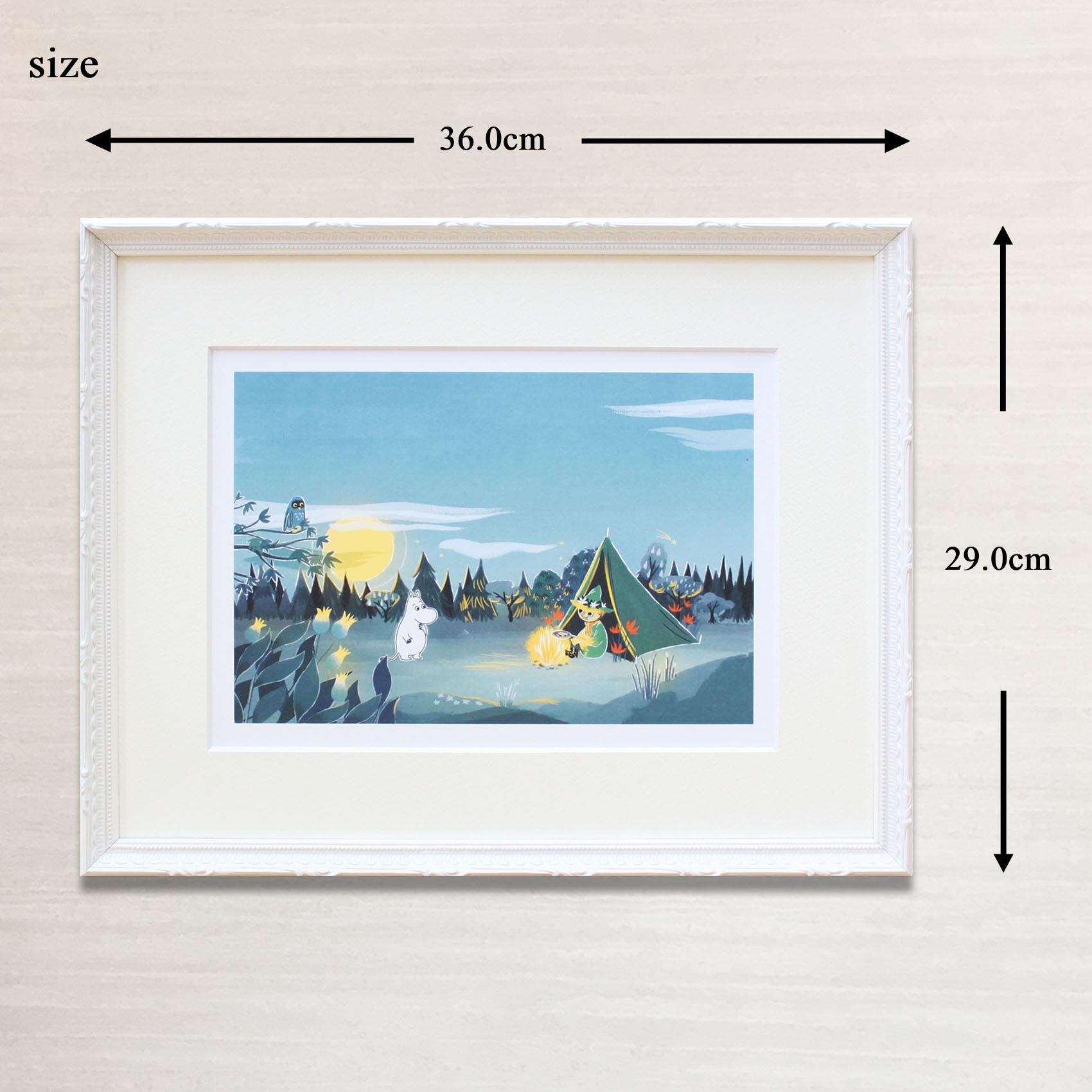 ムーミン 北欧 Postery「ムーミン 夜のキャンプファイア」送料無料 フレーム 展示用フック付アートポスター 絵画 インテリア アート
