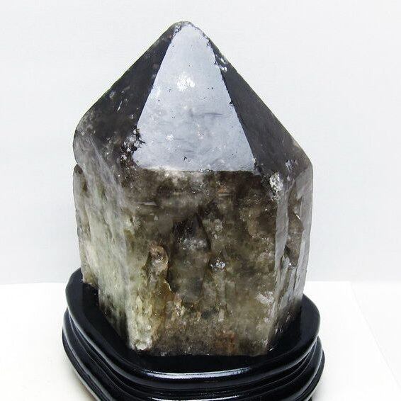 4.3Kg モリオン 黒水晶 原石 エレスチャル 台座付属 一点物 191-542