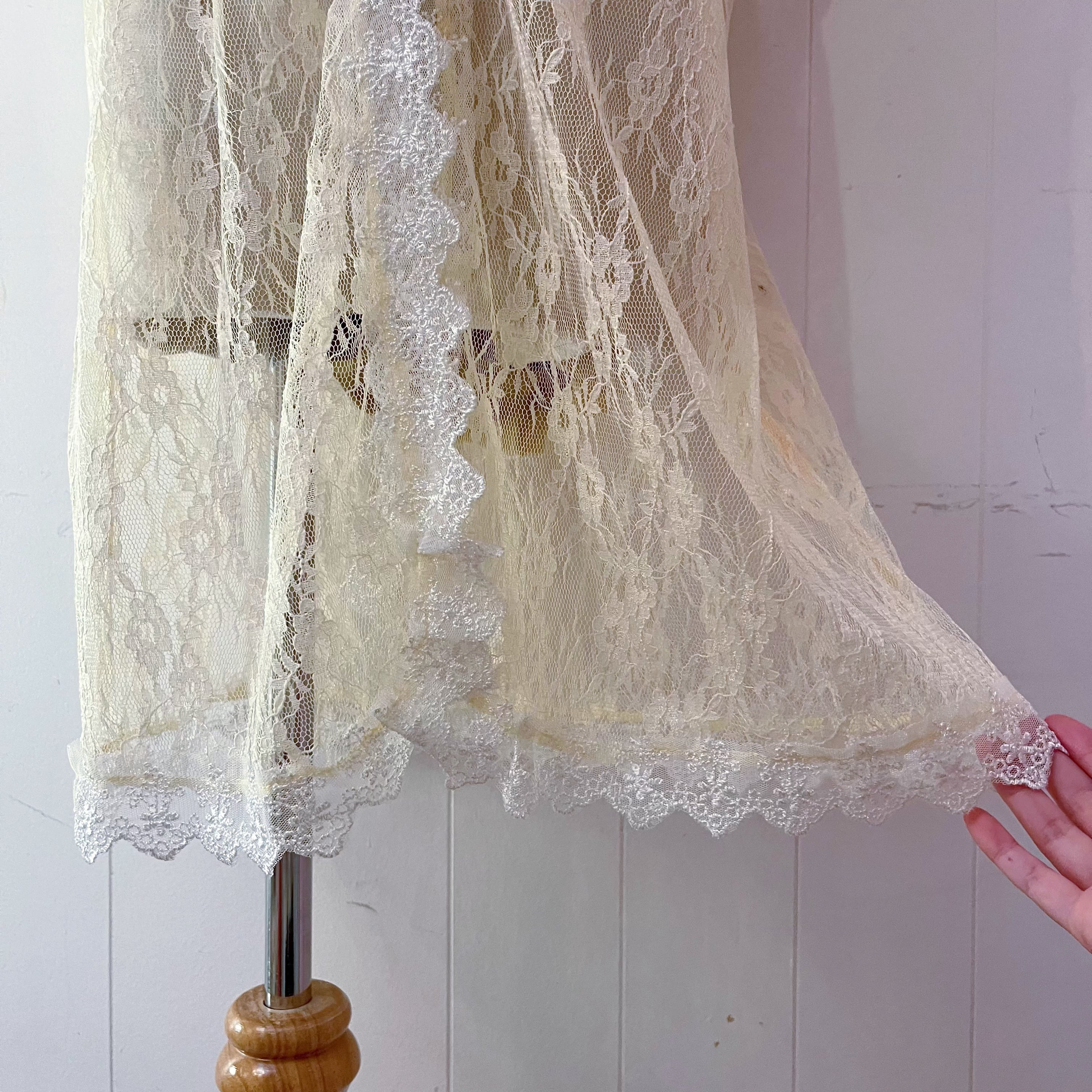 yellow lace frill blouse