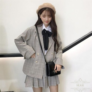 韓国 制服 卒業式 入学式 ブレザー グレー 2点セット S-M 女の子 子供服 女性 入学式 ジャケット スカート ブレザー 小学生 中学生 高校生 コスプレ 23zm822