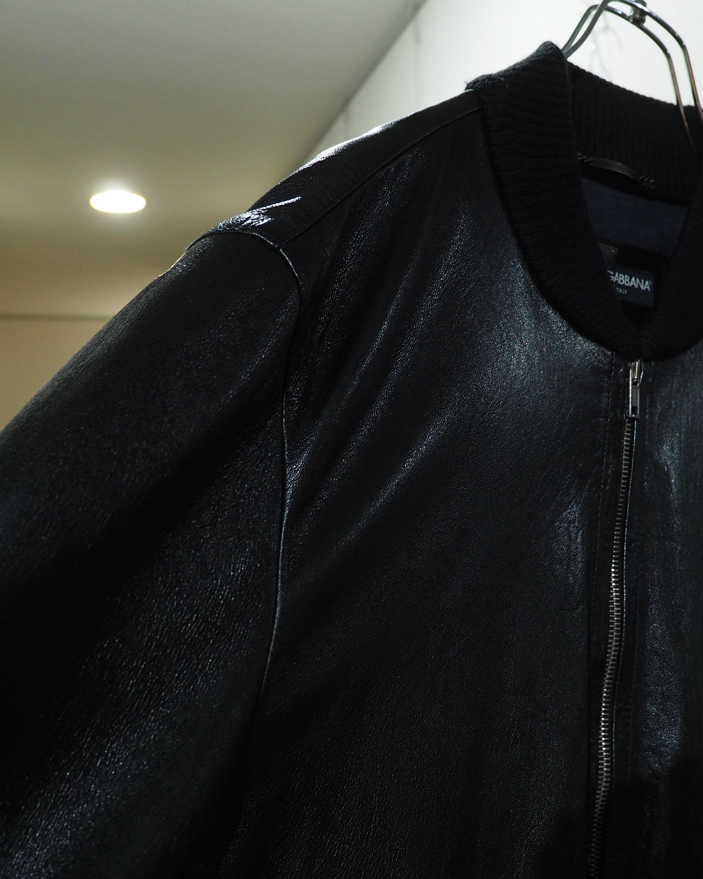 ” Made in Italy - DOLCE&GABBANA ” Special Black Lamb Leather Single Riders Jacket