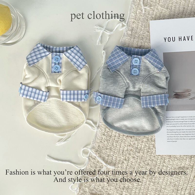 チェックトリムのスエットシャツ 犬服 00981