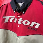 Triton BOATS レーシングシャツ バスフィッシングボート ワークシャツ