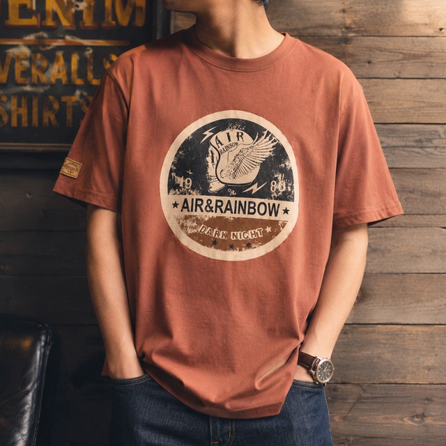 American Retro Skull Biker Print T-Shirt 00571