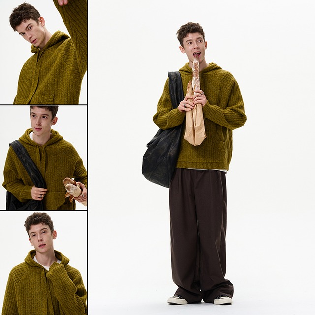 MADWITCHうぐいす色ゆったりルーズニットパーカー