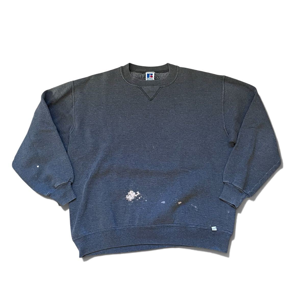 XL】90s USA製 RUSSELL ATHLETIC 無地 前V スウェット チャコール